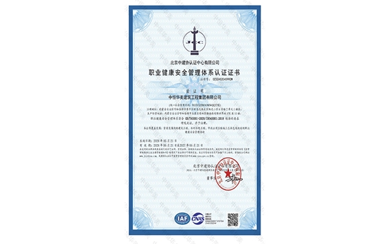 職業(yè)健康安全管理體系認(rèn)證證書
